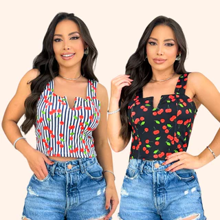 Kit 2 Cropped Estampado de Leopardo Gola Alta Malha Suplex Premium Com Manguinha Inspiração Farm Croped Blogueira