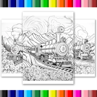 Desenhos para colorir Trem com Flores - 50 folhas soltas A5(metade de uma folha A4) em Oferta na Shopee