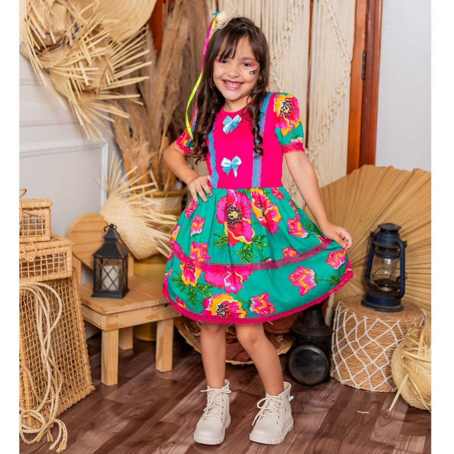 Vestido Caipira Infantil Festa Junina Quadrilha Menina Temático