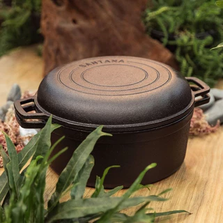 Panela para Assar Pão Forno Holandês Ferro Fundido Duo Multiuso Caçarola E Frigideira 24 cm Santana