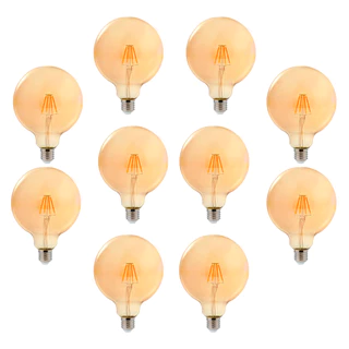 Kit 10 Lâmpadas Filamento Led G125 4W Branca Quente - Bivolt