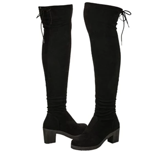 Bota Over The Knee Feminina Stretch Elástico Salto Joelho Coxa Tendência Enrrugada Confortável Moda