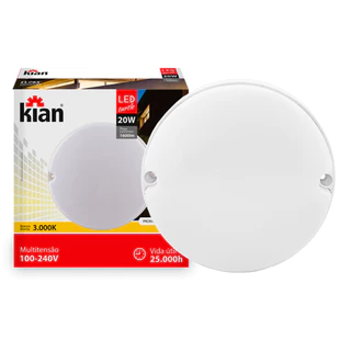 Arandela Led Tartaruga Redonda 20w Branca Quente