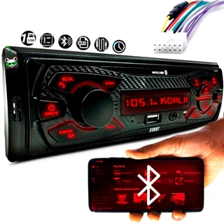Rádio Som Automotivo MP3 Bluetooth USB Display Led Vermelho 1 Din Svart Tech One