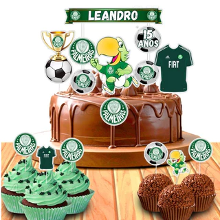 Kit Topo Topper De Bolo + Tags Toppers Para Doces Time Palmeiras Personalizado Aniversário