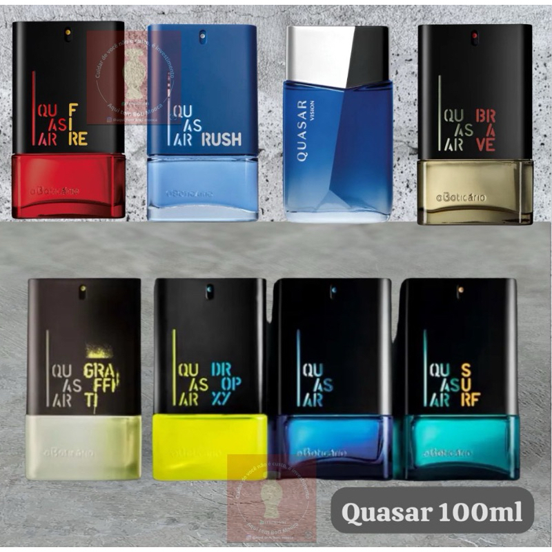 Quasar Desodorante Colônia 100ml | Qyasar tradicional, Fire, Rush, Vision, Brave, Grafitti, Drop XY, Surf - o Boticário