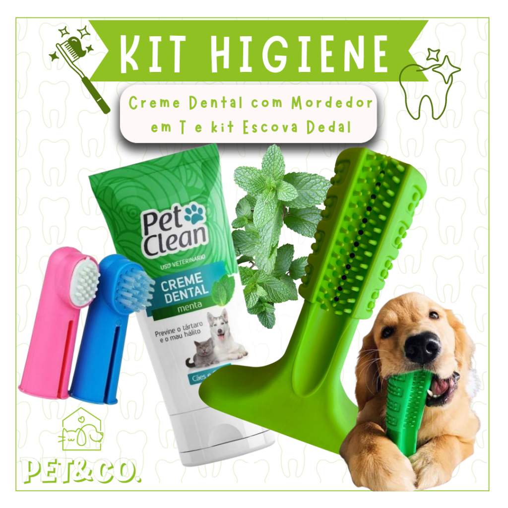 Escova de Dentes para Cachorro e Gato com Creme Dental Pet e Kit 5 ...