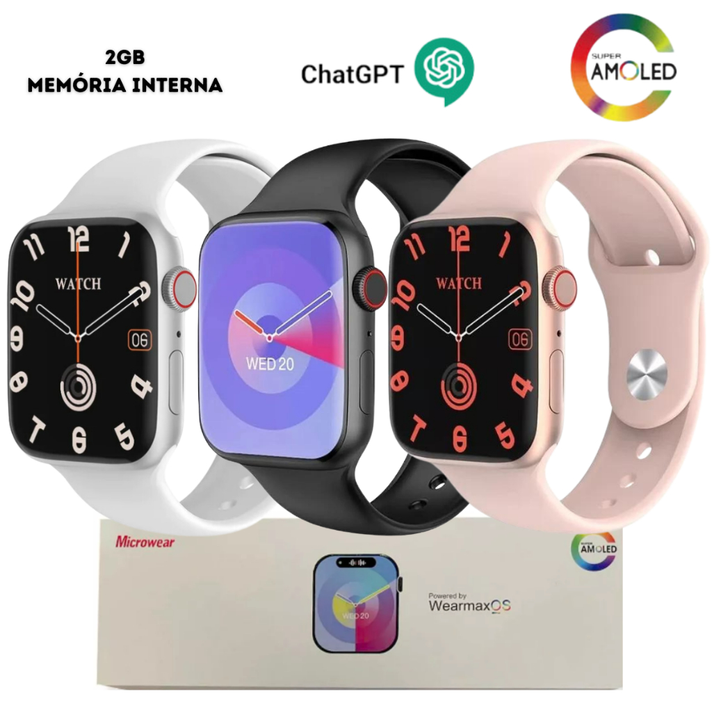 Smartwatch W99+ Plus Series 9 Lançamento 2024 ChatGPT Memória Interna ...