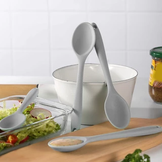 27cm Colher De Silicone Cinza Utensílio De Cozinha