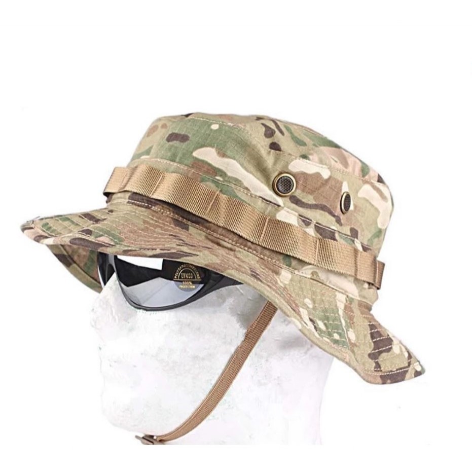 Cappello Bucket Militare Cappello A Secchiello (Bucket Hat) Militare 100% Cotone - Tesa Larga Per Pesca, Caccia, Outdoor Cappello Secchiello Militare - Foto 2