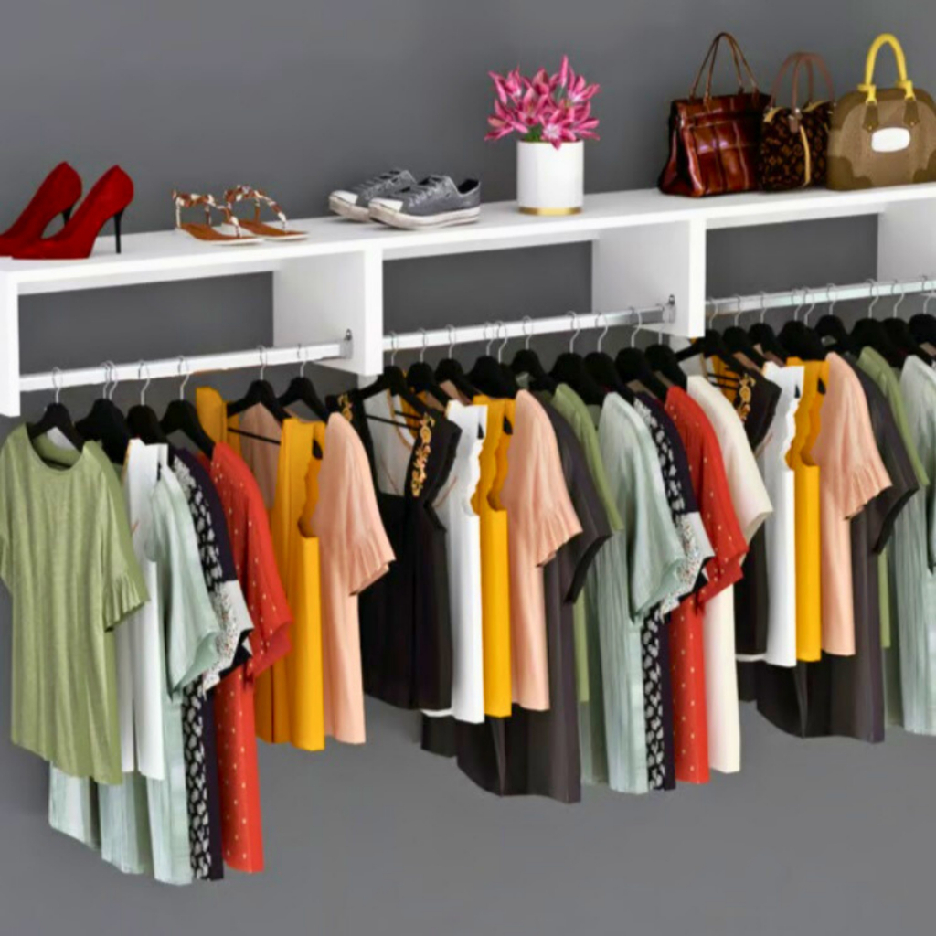 Kit Cabideiros de Roupas Organizador Parede Cabideiro Arara Suspensa Em ...