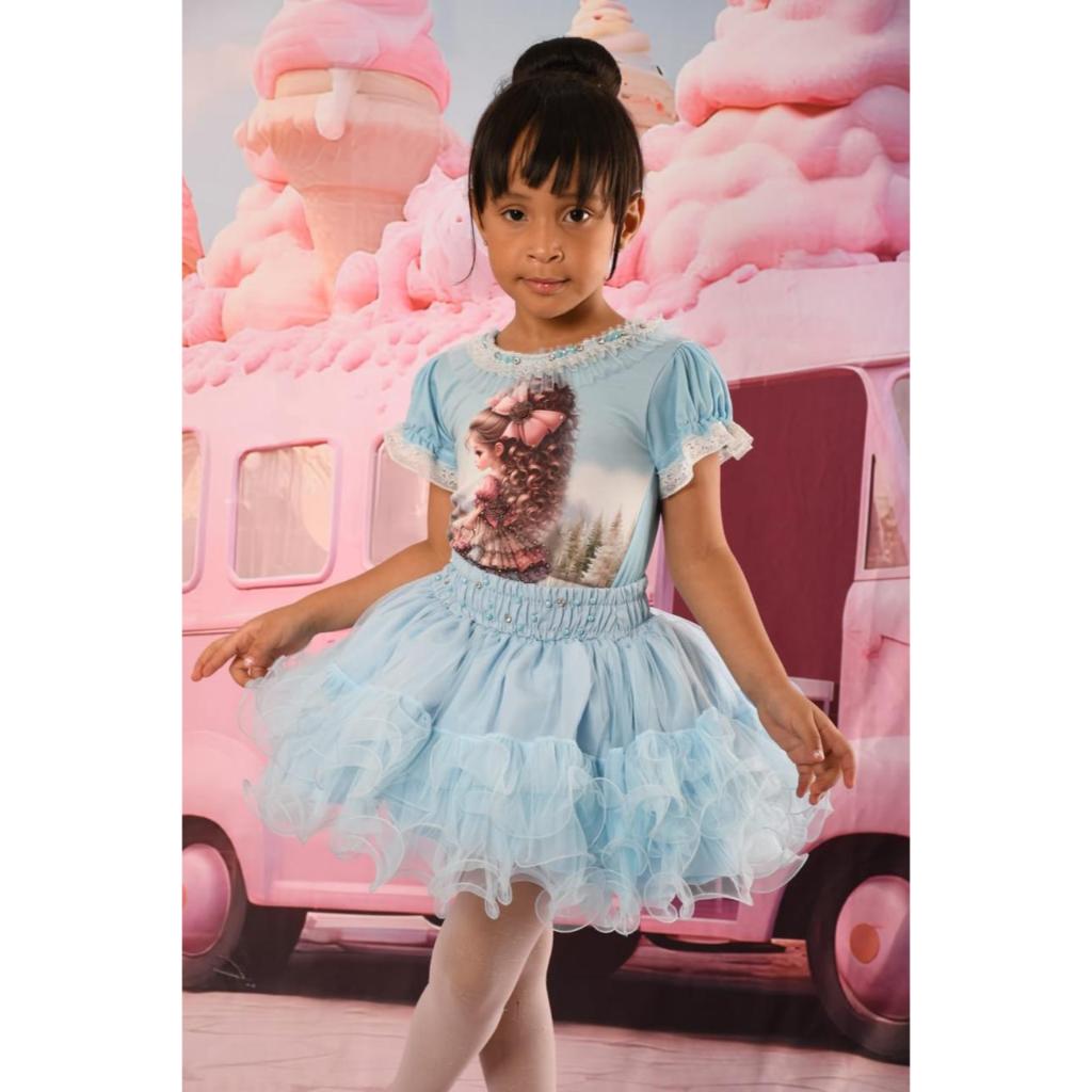 Saia Rodada Conjunto Infantil Feminino Festa Conjunto Para Sales