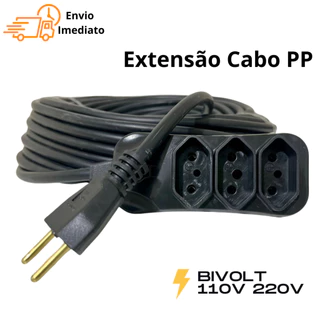 EXTENSÃO 5-10-15-20-25 METROS 20A CABO PP PROLONGADORA 2x2.5mm Extensão eletrica Resistente cor preta