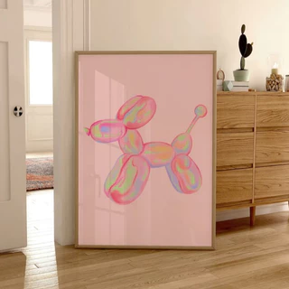Quadro Decorativo Moldura Balão Cachorro Rosa Decoração sala quarto
