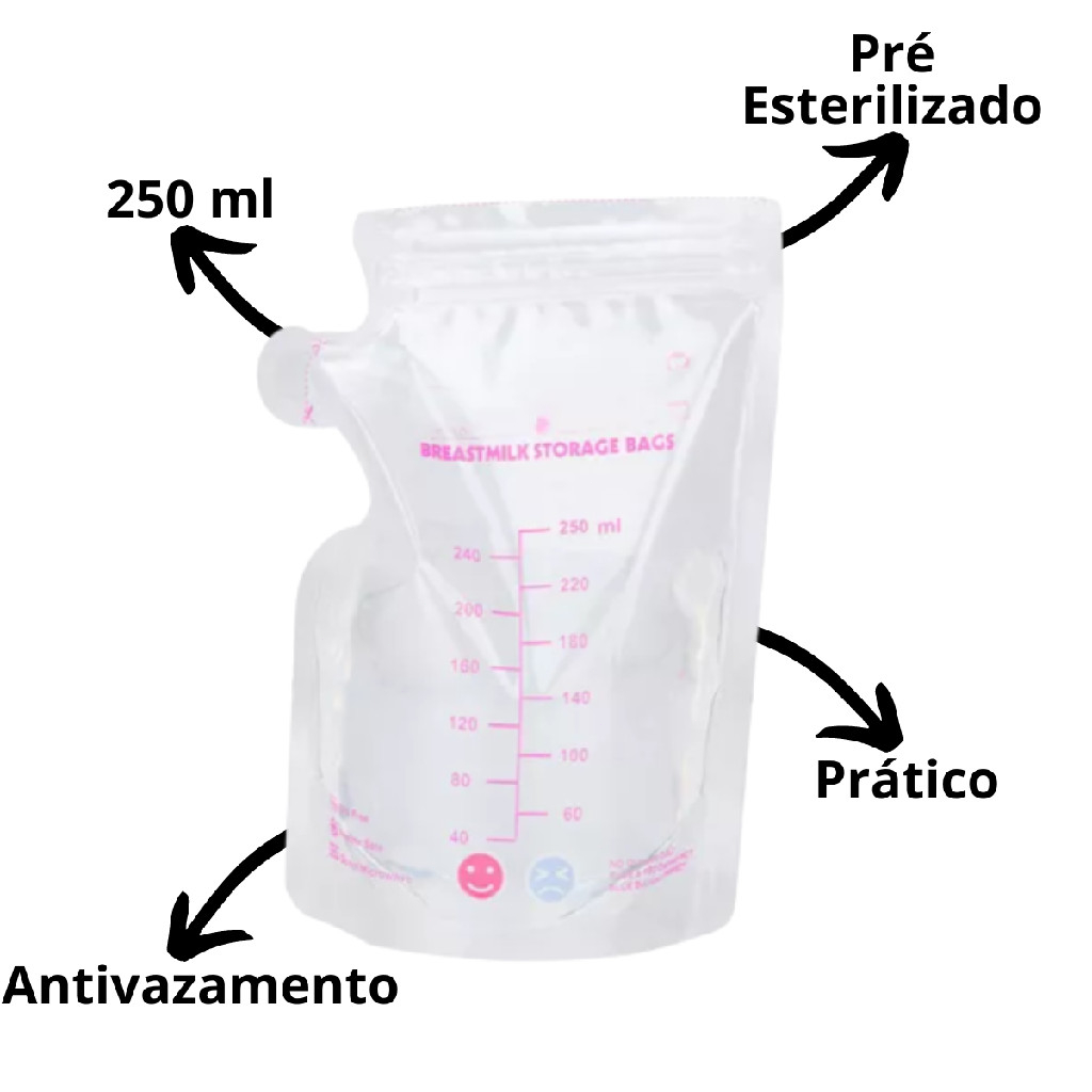 90 Pcs 250ml sacos congeladores de leite materno leite bebê ...