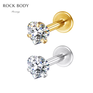 Piercing Labret Zircônia Coração Aço Cirúrgico | Helix, Tragus, Conch, Nariz Piercing Orelha