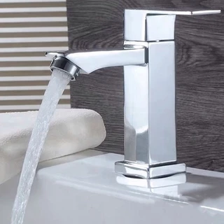 Torneira de Lavabo / Banheiro Black Preta Prata Luxo Metal Moderna 1/2 Cuba Fosco Inox Quadrada