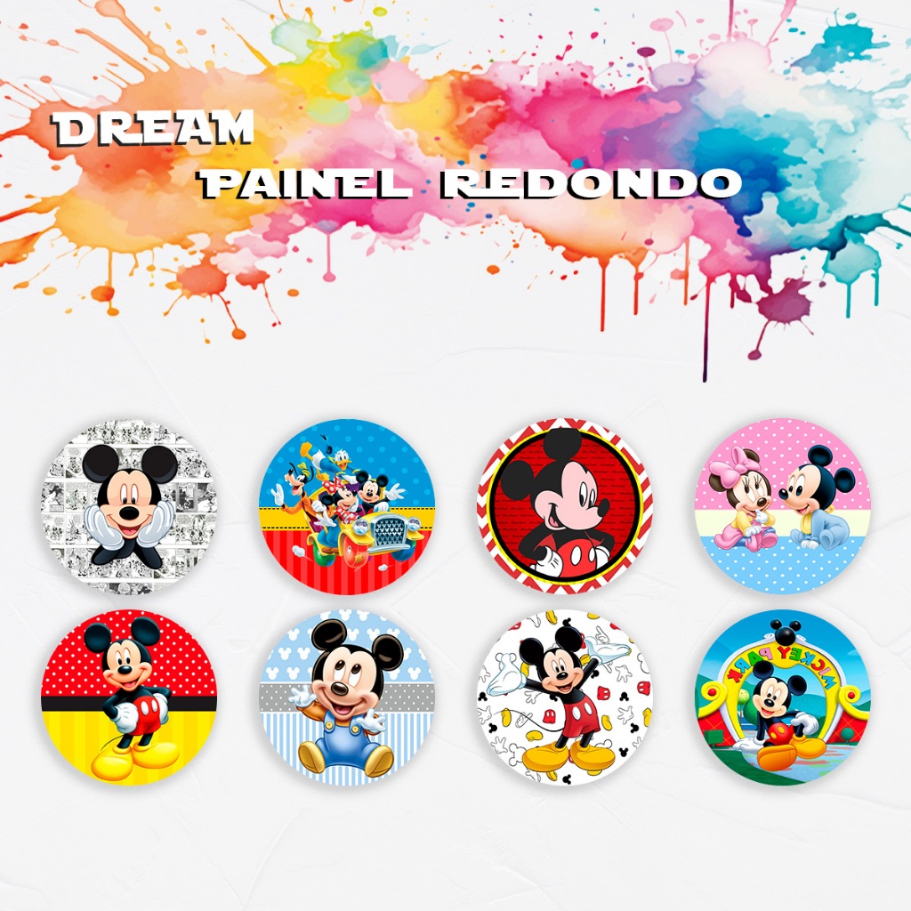 Painel Redondo Tematico Mickey Mouse Miquei Rato Disnei Decoração ...