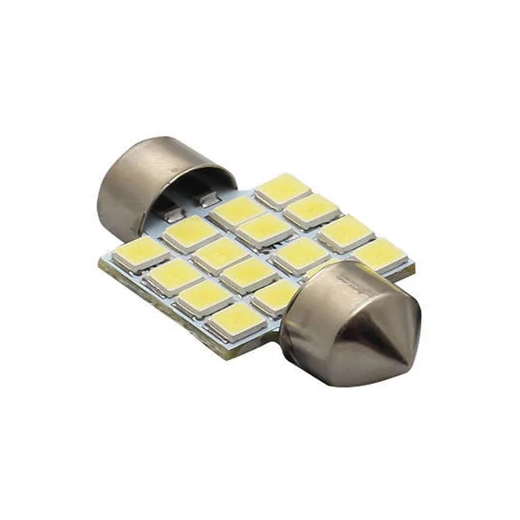 Par Lâmpada Torpedo 16 Leds Super Branca 31mm Tiger Auto