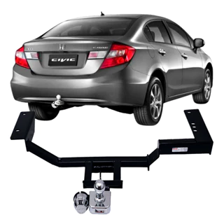 Engate Reboque Rabicho Fixo New Civic 2012 A 2016 Capacidade Carga 500kg Aco Resistente Braconi Certificado Inmetro