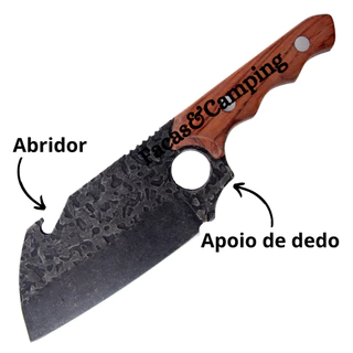 Faca Cutelo Churrasco Desossa Corte Cabo Artesanal Rústica Com Bainha