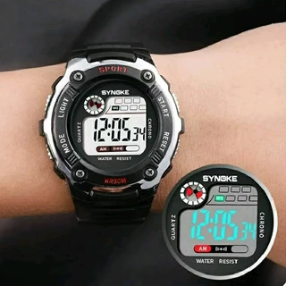 Relógio Synoke masculino digital, multifunções, esportivo, resistente a água, luminoso, estudante, uso diário.