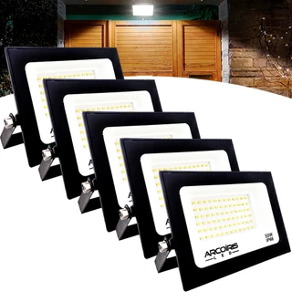 Kit 5 Refletor Led 50w Holofote Bivolt Prova D'água Luz Branco Frio