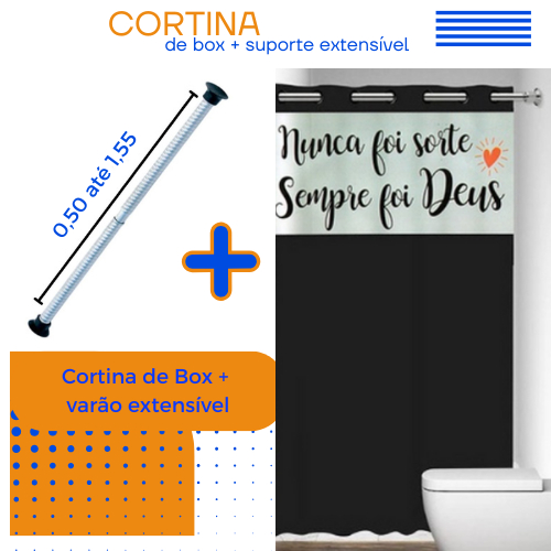 Cortina De Banheiro Com Suporte Varão Extensível Anti Mofo Impermeável
