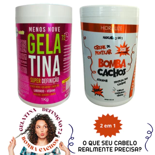 Gelatina Capilar + Creme de Pentear Bomba de Cachos Super Definição 1kg