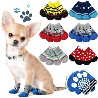 Meia Para Pet Cães Gatos Antiderrapante Sapatos Socks Para o Frio * 4 PEÇAS*