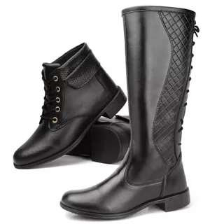 Kit Botas Feminina Montaria Cano Longo E Coturno Cano Curto Salto Baixo Inverno