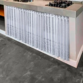 Cortina PIA de Cozinha Renda Tulipa Branca lisa 0,80 x 3,00m Decoração