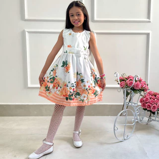Vestido Infantil Tema Flores Jardim Casual