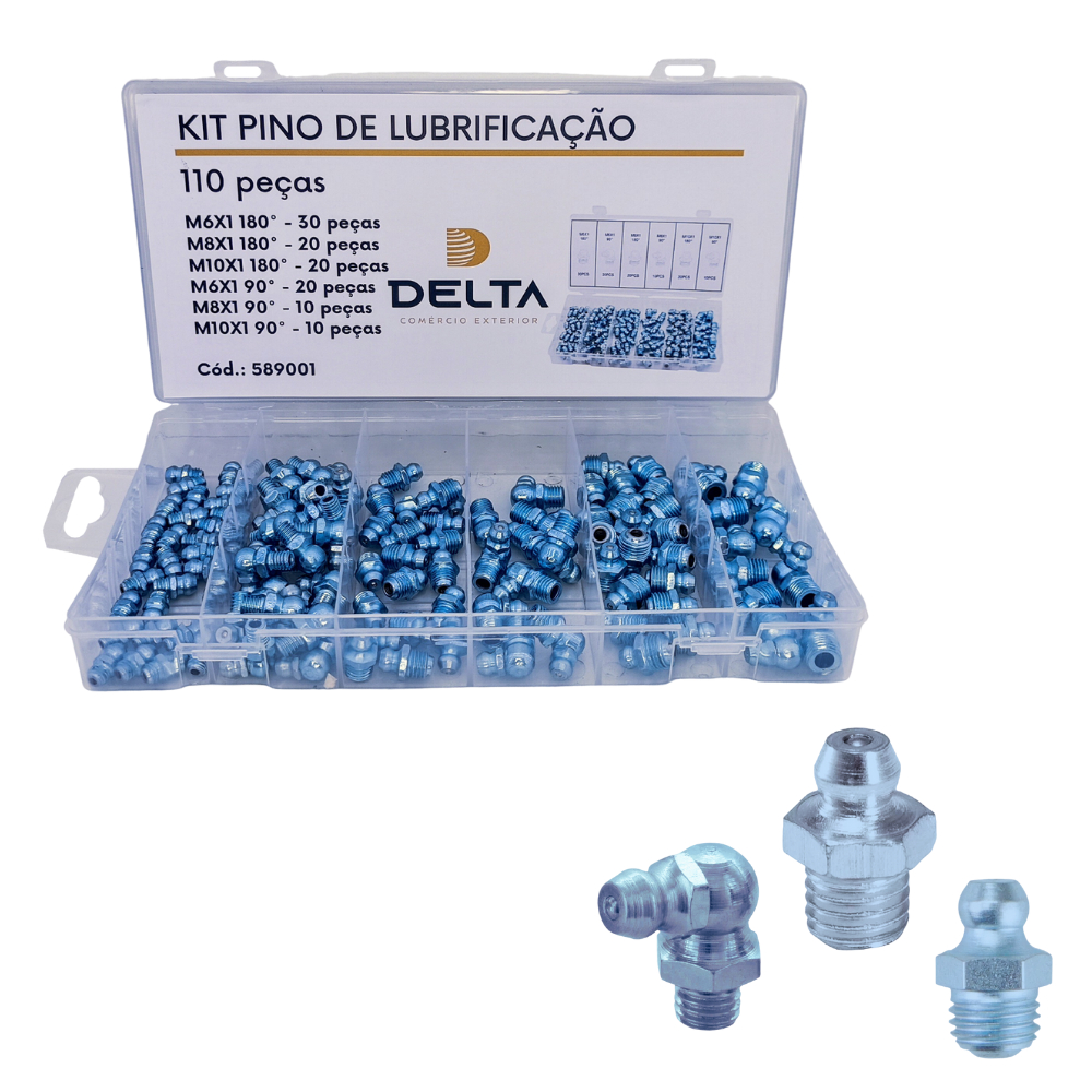 Kit 110 Unidades Pino para Bico Graxeiro Lubrificação Reto 90 graus Maquinas Agricolas e Veiculos