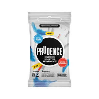 Preservativo Camisinha Prudence Sensitive Retardante embalagem com 3