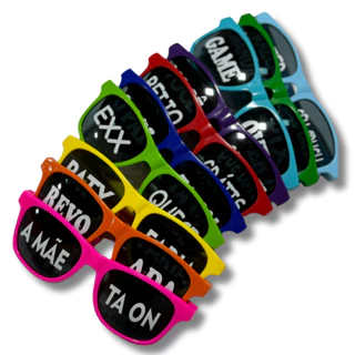 Kit 10 Óculos Escuros New Wave Standard WF Com Frases Divertidas Proteção UV Para Festa Balada