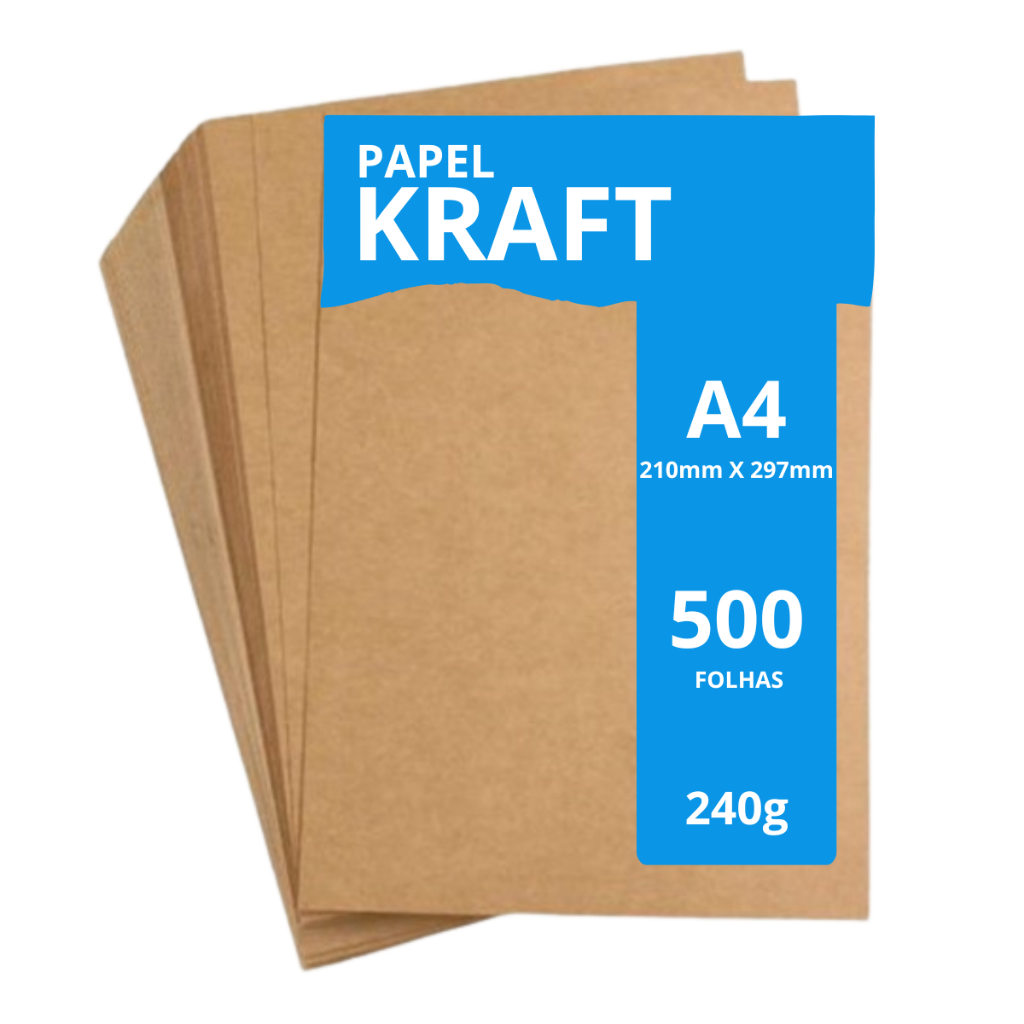 500 Folhas Papel Kraft 240g A4 Artesanato Papelaria Impressão | Shopee ...