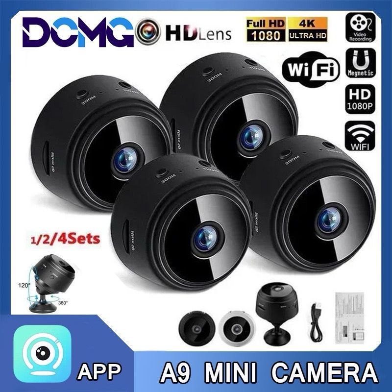 Kit 4 Novo A9 HD Mini com visão noturna Wifi Câmera 1080P Vigilância