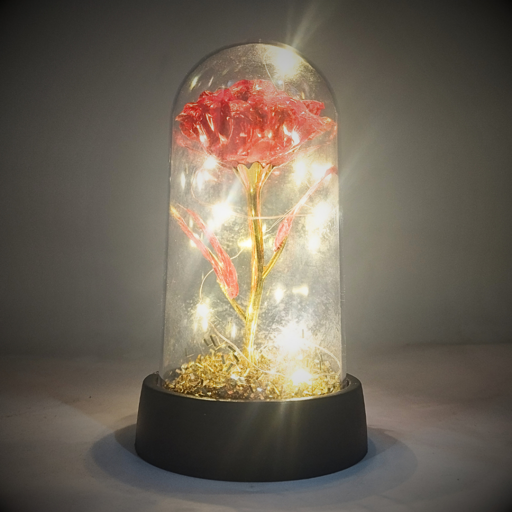 Abajur Decorativo Flor Rosa em LED Ornamental 15x8,5cm