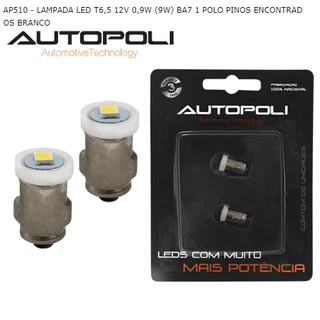 LAMPADA LED T6,5 12V 0,9W (9W) BA7 1 POLO PINOS ENCONTRADOS BRANCO