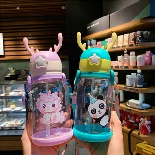 KIT 2 Garrafa De Alce Infantil Água Criança Com Desenho Portátil Premium