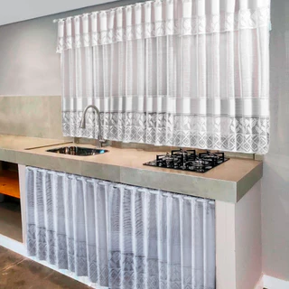 Cortinas de Cozinha Renda P/janela e Pia - Balcão Renda Cortina - Tulipa Decoração