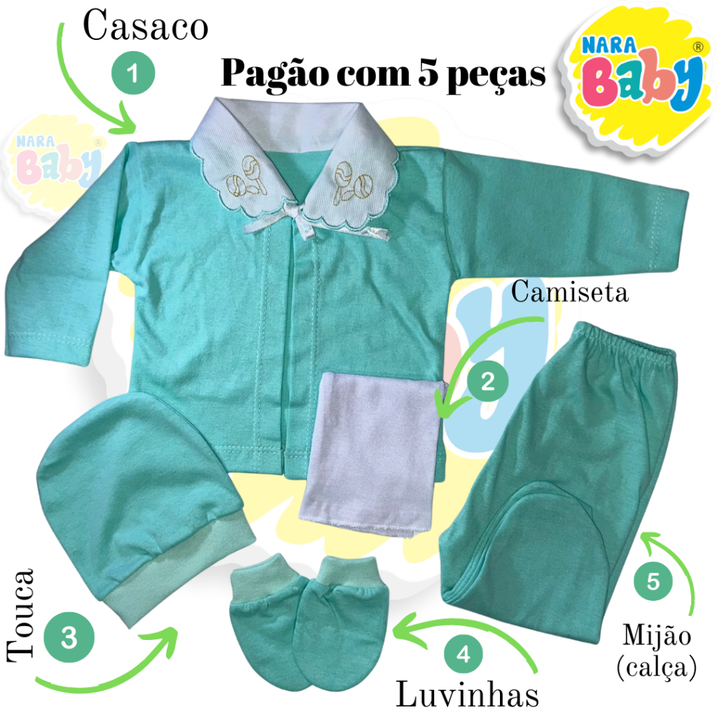 Conjunto Pagão 5 Peças Recém Nascido Menino Menina Kit Reborn em Oferta na Shopee