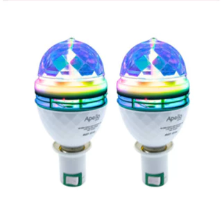 Kit 2 Lâmpadas Led Globo Rgb Giratório Luz Festa Colorido