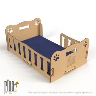 Caminha Cachorro Gato Pet Luxo Madeira Colchão Cama Ossinho