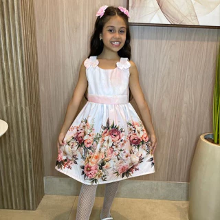 Vestido Infantil floral com flores