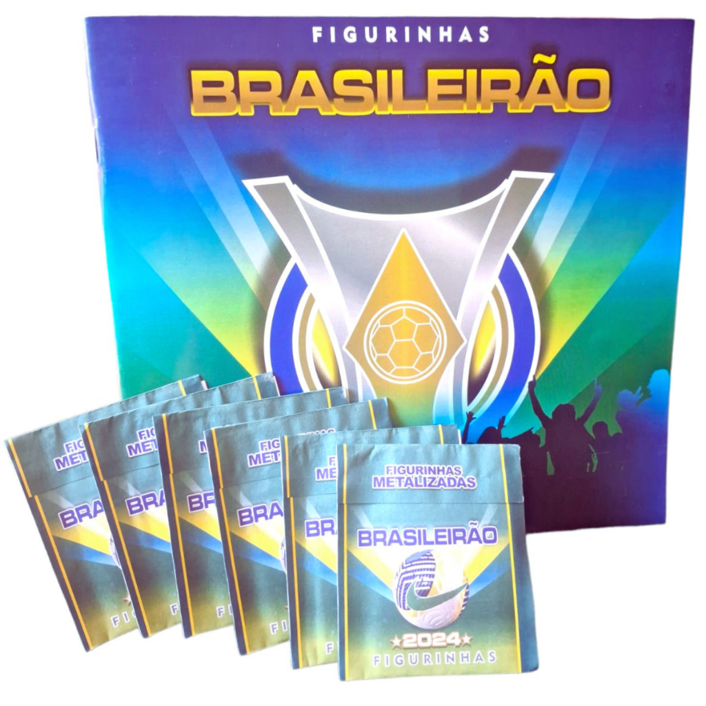 album de figurinhas brasileirao 2024 + 20 pacotinhos com 4 figurinhas cada total 80 figurinhas