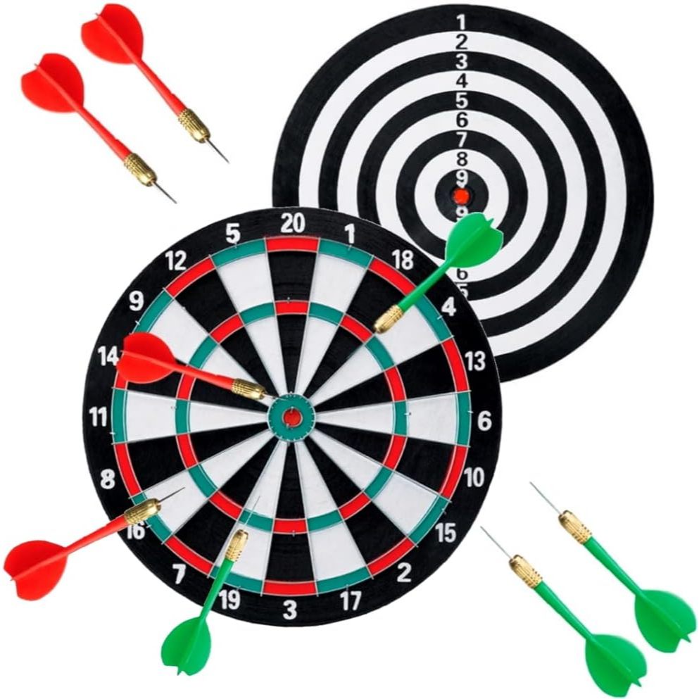 Jogo De Dardos Dupla Face Alvo Duplo Grande com 6 Dardos 40cm