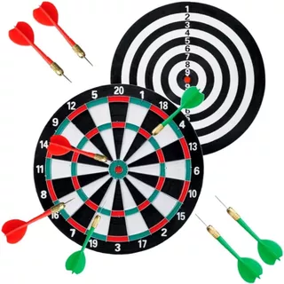 Jogo De Dardos Dupla Face Alvo Duplo Grande com 6 Dardos 40cm
