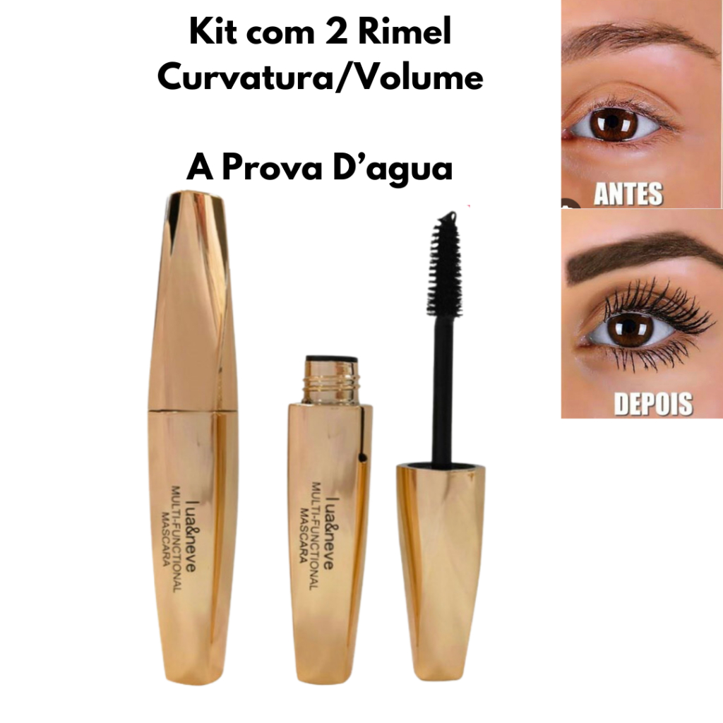 Kit 2 Rimel Mascara de Cilios Prova Dágua Não Borra Longa Duração ...